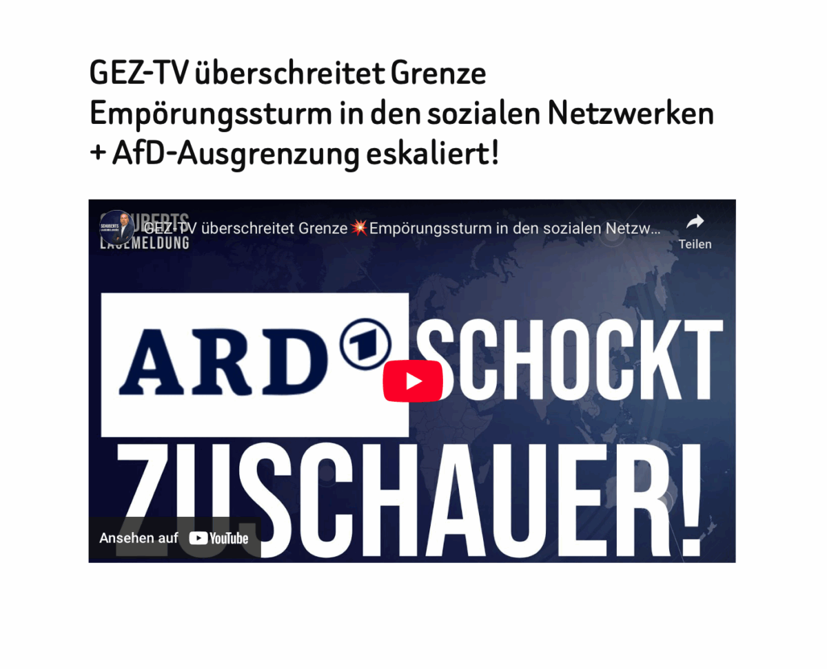 GEZ-TV überschreitet Grenze Empörungssturm in den sozialen Netzwerken + AfD-Ausgrenzung eskaliert!