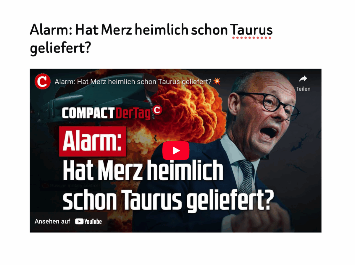 Alarm: Hat Merz heimlich schon Taurus geliefert?