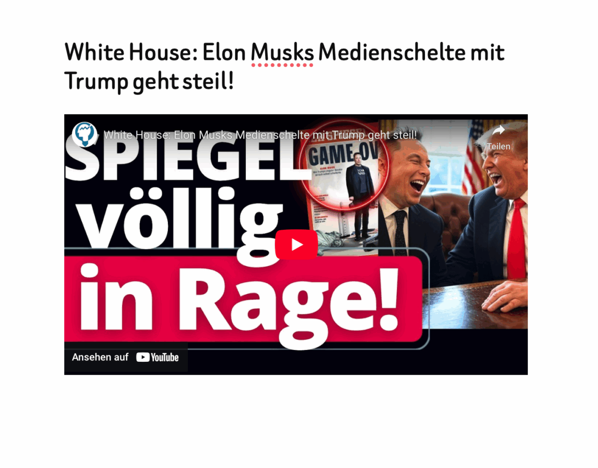 White House: Elon Musks Medienschelte mit Trump geht steil!