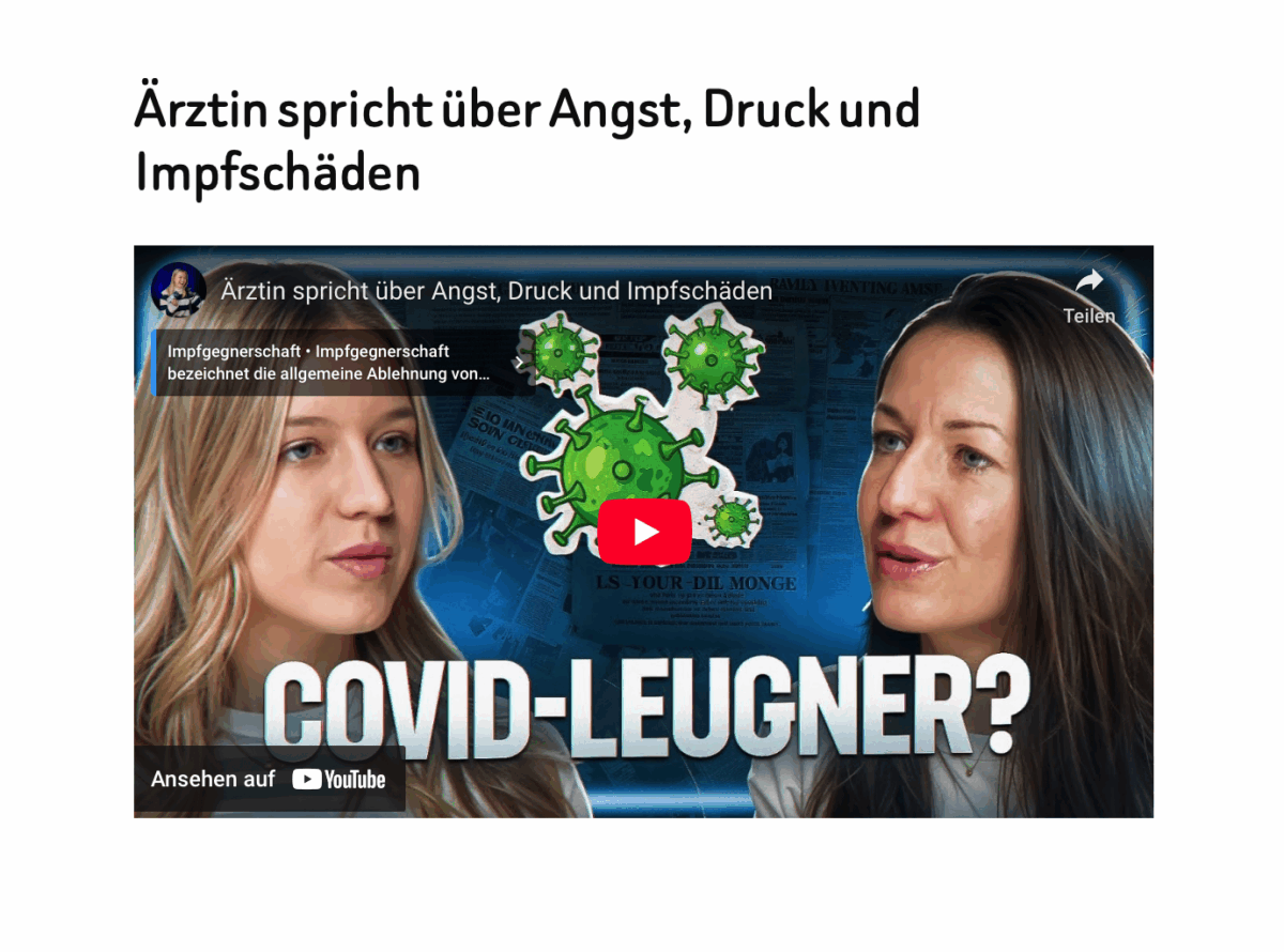 Ärztin spricht über Angst, Druck und Impfschäden