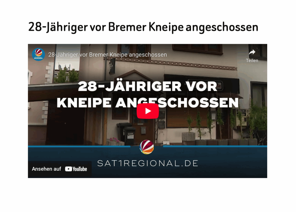 28-Jähriger vor Bremer Kneipe angeschossen