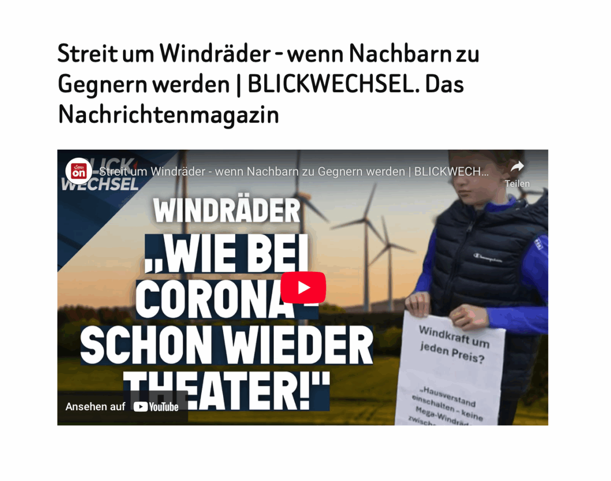 Streit um Windräder – wenn Nachbarn zu Gegnern werden | BLICKWECHSEL. Das Nachrichtenmagazin