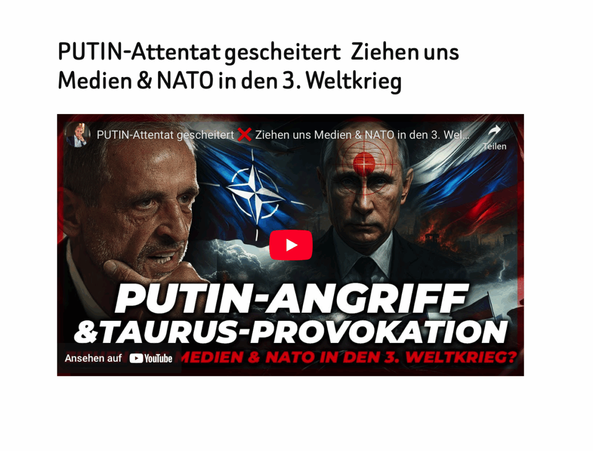 PUTIN-Attentat gescheitert   Ziehen uns Medien & NATO in den 3. Weltkrieg 