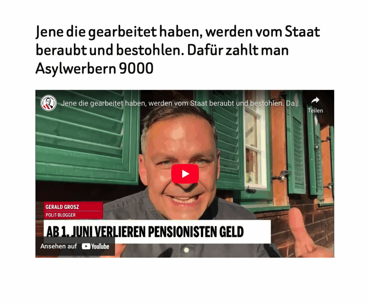 Jene die gearbeitet haben, werden vom Staat beraubt und bestohlen. Dafür zahlt man Asylwerbern 9000