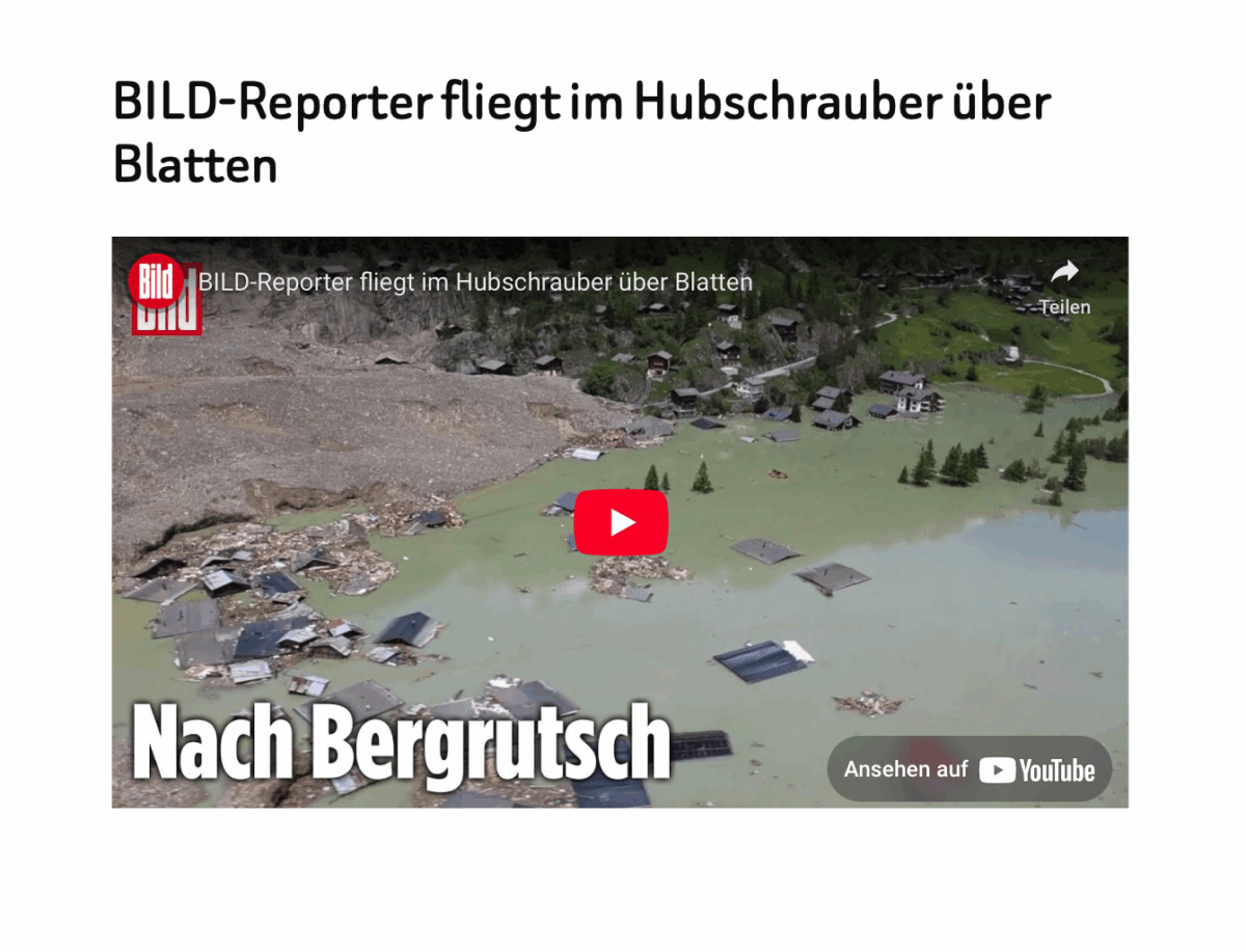 BILD-Reporter fliegt im Hubschrauber über Blatten