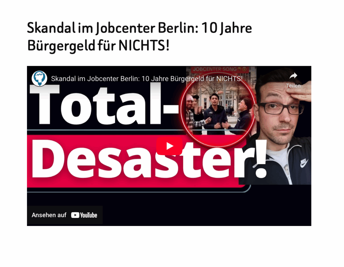Skandal im Jobcenter Berlin: 10 Jahre Bürgergeld für NICHTS!
