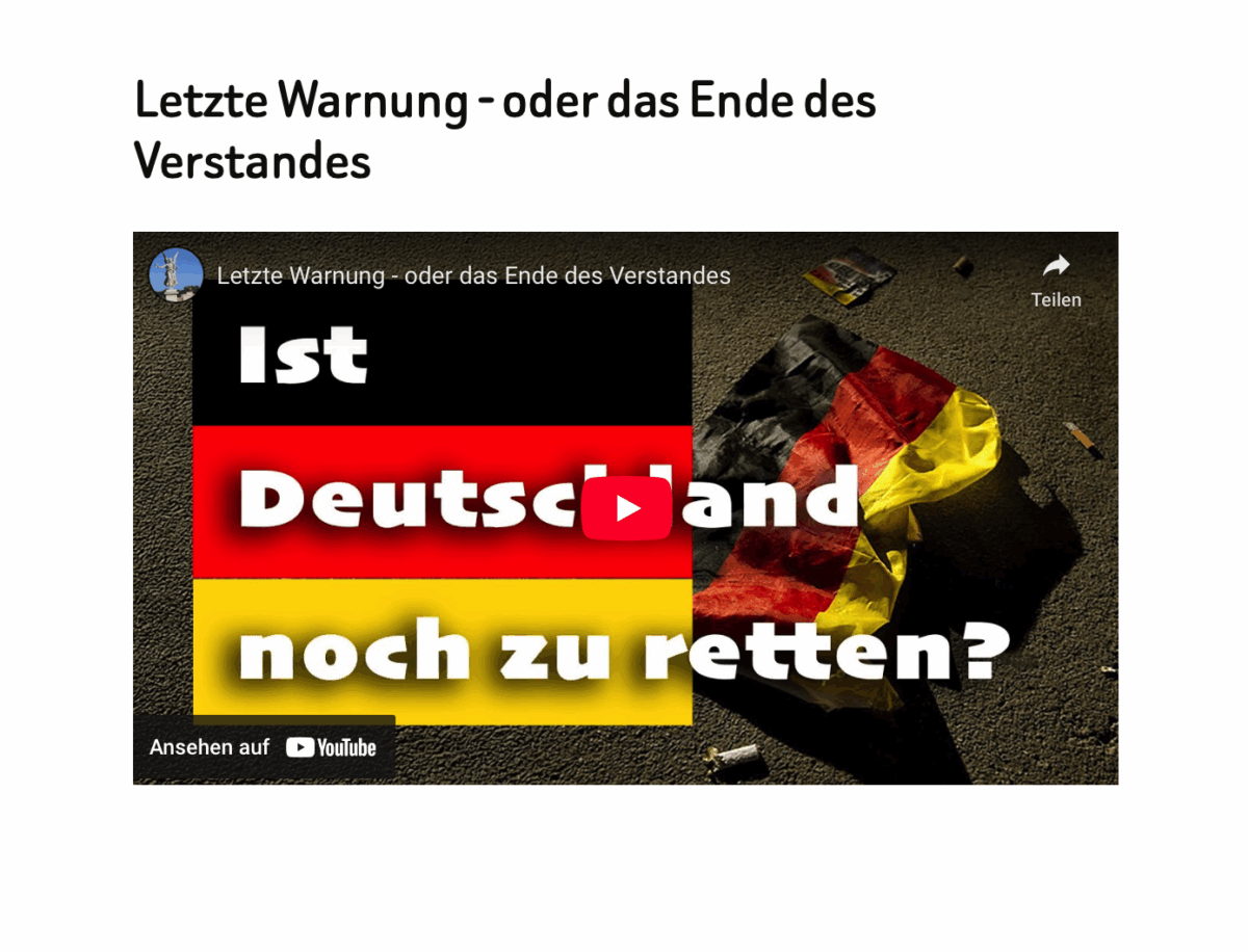 Letzte Warnung – oder das Ende des Verstandes