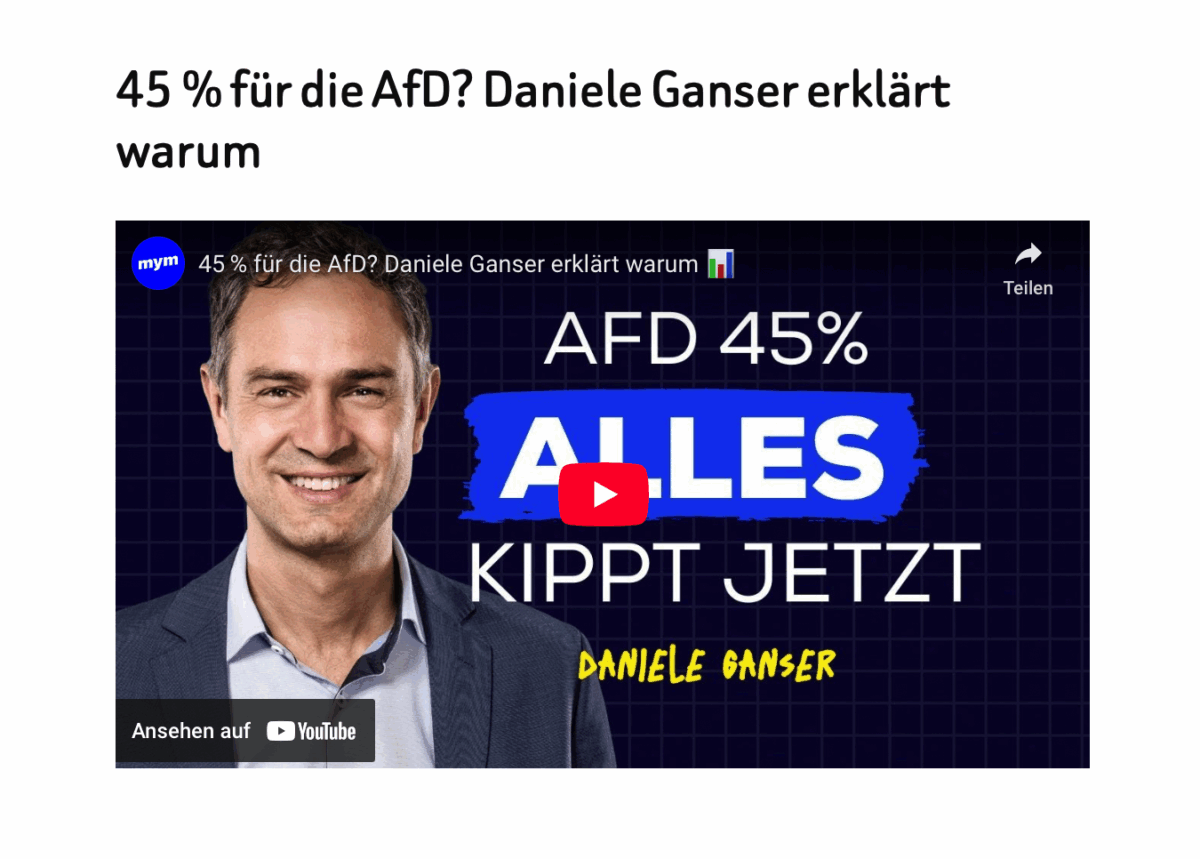 45 % für die AfD? Daniele Ganser erklärt warum 
