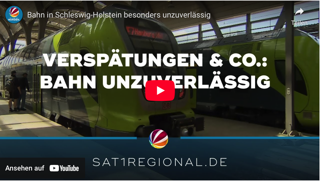 Bahn in Schleswig-Holstein besonders unzuverlässig