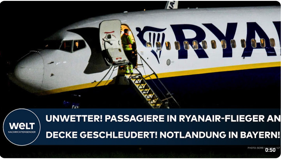 BAYERN: Unwetter! Passagiere in Ryanair-Flieger an die Decke geschleudert! Notlandung in Memmingen!