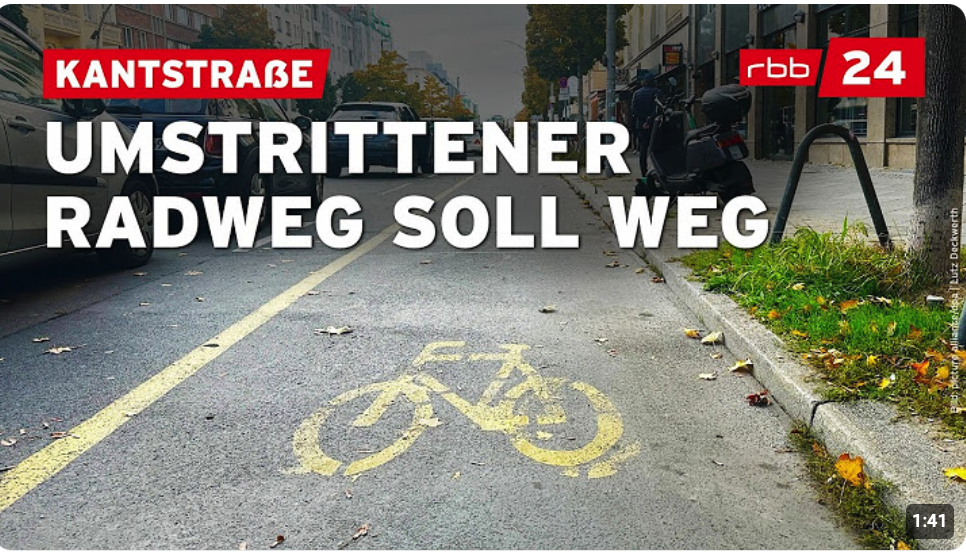 Wegen Brandschutz: Berliner Senat will Pop-Up-Radweg in der Kantstraße entfernen