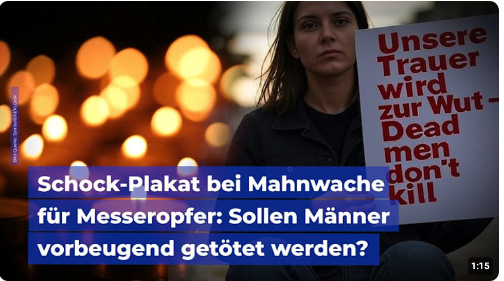 Irres Mahnwachen-Plakat: Sollen Männer jetzt vorsorglich getötet werden?