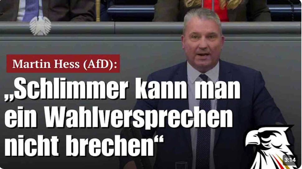 Martin Hess (AfD): „Schlimmer kann man ein Wahlversprechen nicht brechen“