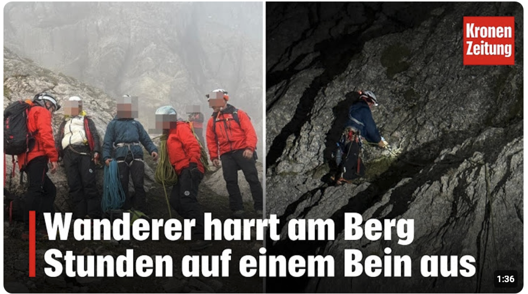Wanderer harrt am Berg Stunden auf einem Bein aus | krone.tv NEWS