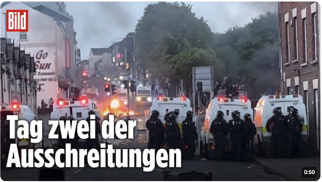 Nordirland: Feuer und Chaos auf den Straßen von Ballymena