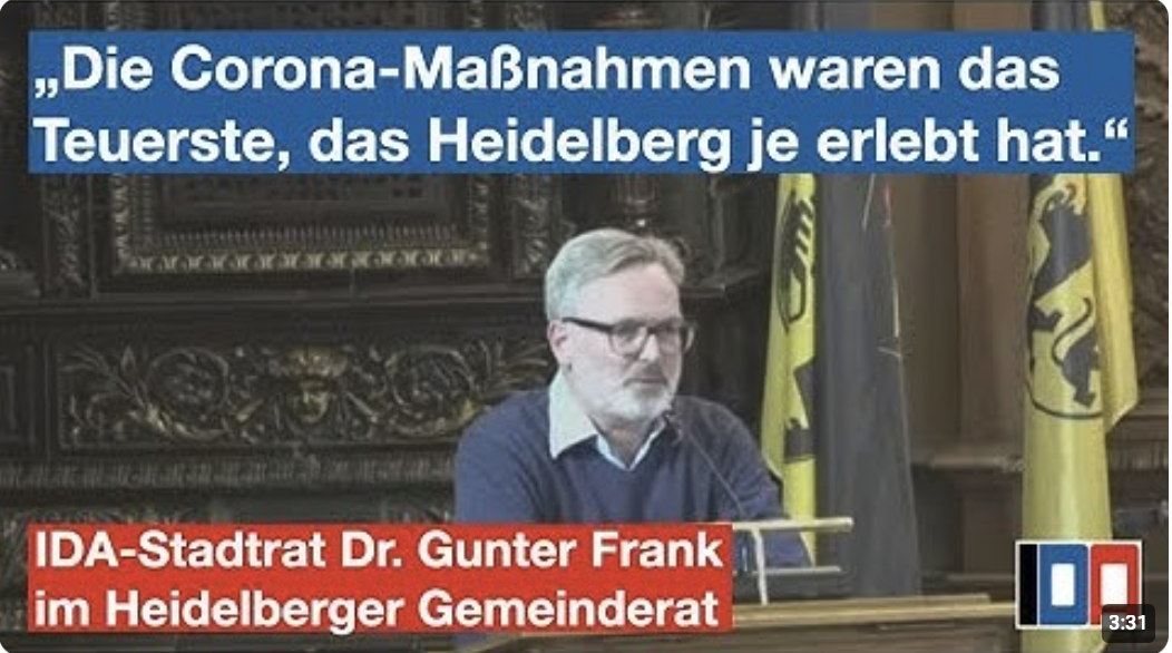 IDA-Stadtrat Dr. Gunter Frank richtet in einem ehrlichen Appell an die Stadträte Heidelbergs