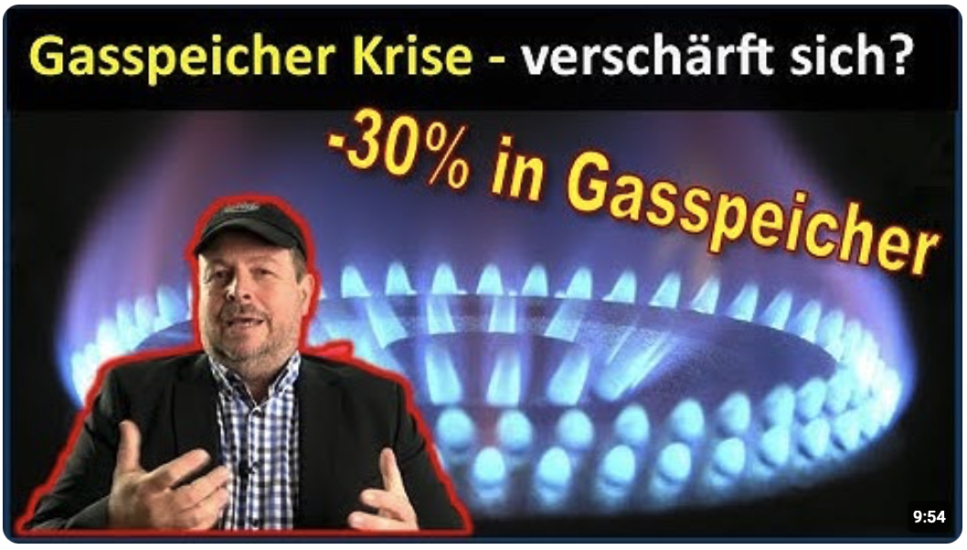 Gasspeicher Krise verschärft sich -30% in Gasspeicher – Leerstand droht?