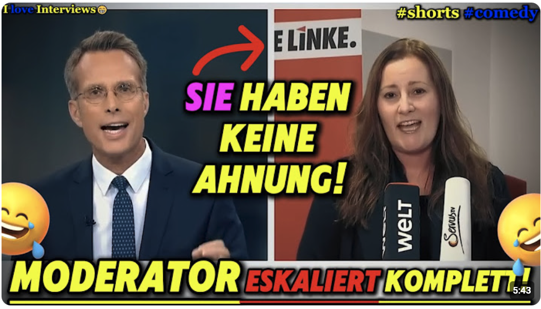 Welt-Moderator hat die Schnauze voll! Realitätsferne Linke bekommt Ihr Fett weg!