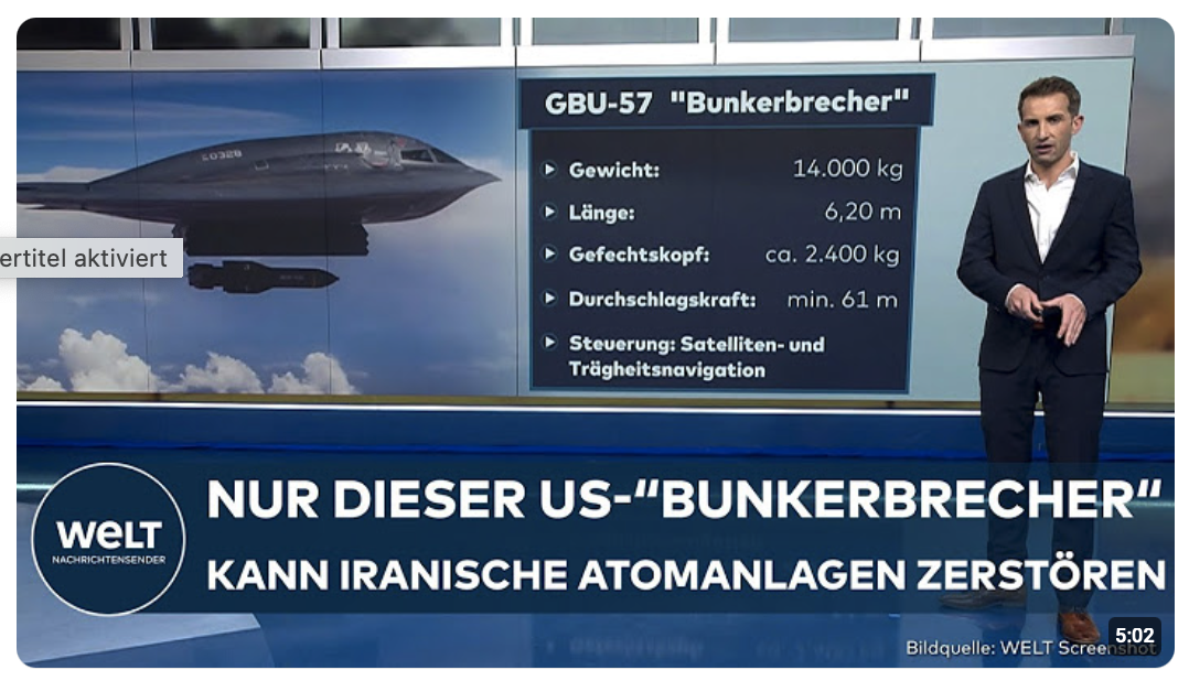 IRAN: GBU-57 – „Vorschlaghammer unter den Bomben“! Israel im Kampf gegen Mullahs auf USA angewiesen