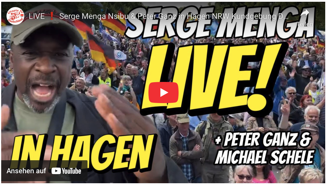 LIVE!  Serge Menga Nsibu & Peter Ganz in Hagen NRW Kundgebung Demo Thema Migration usw. Deutschland