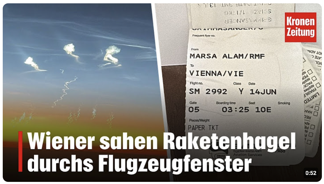 Wiener sahen Raketenhagel durchs Flugzeugfenster |