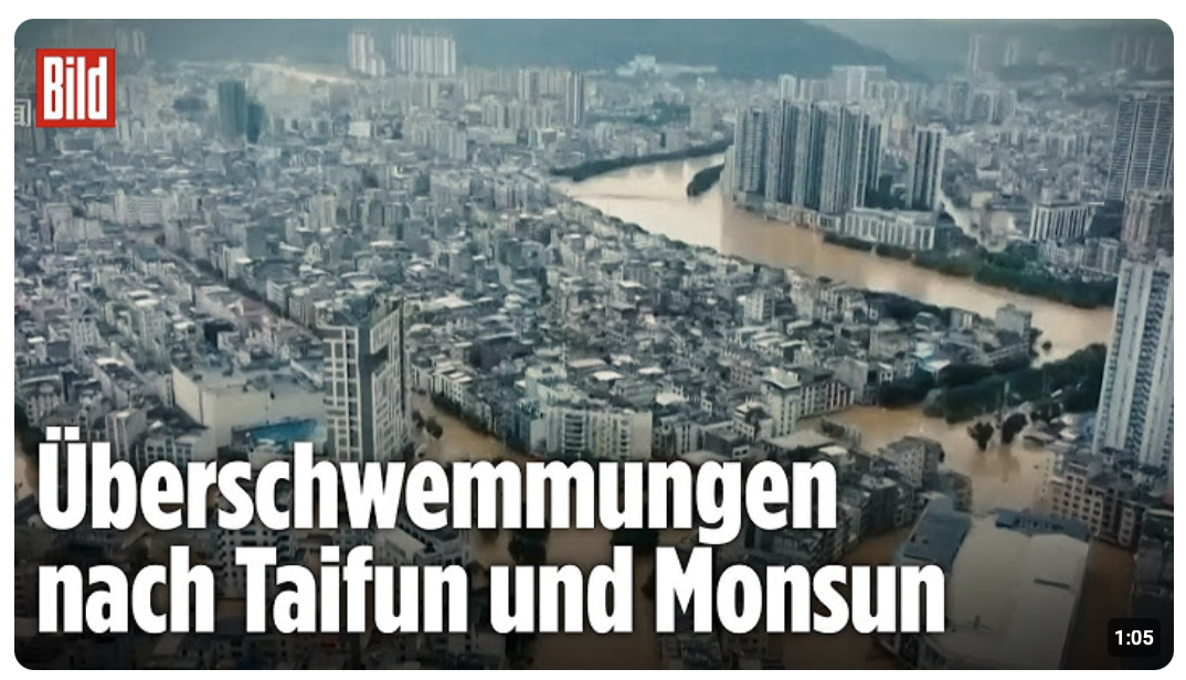 Starke Unwetter in China: Ganze Städte unter Wasser