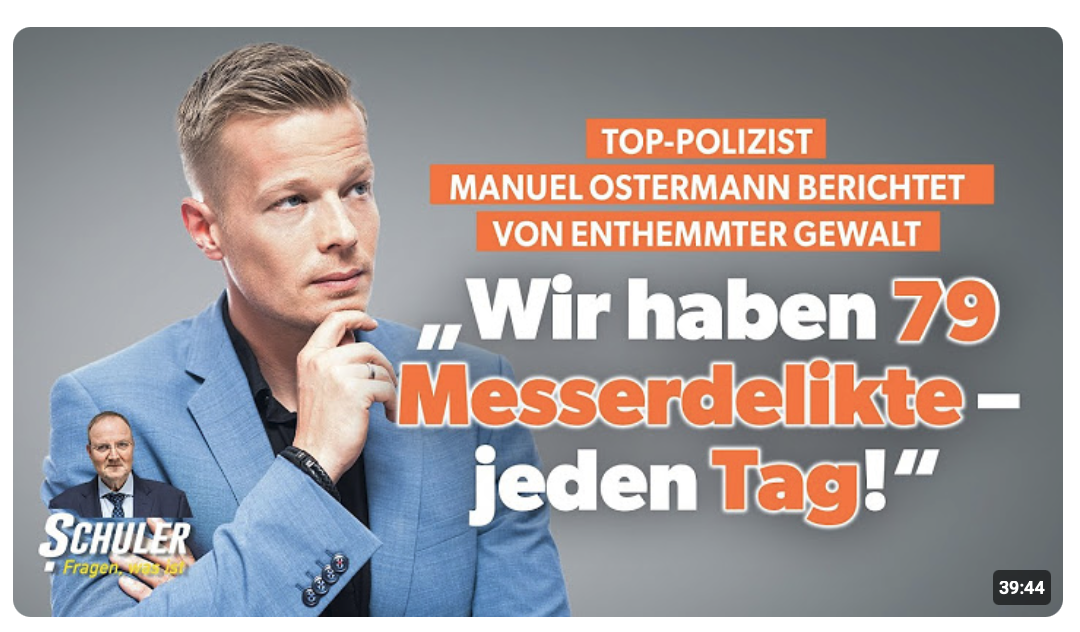 Manuel Ostermann berichtet von enthemmter Gewalt: „Wir haben 79 Messerdelikte – jeden Tag!“