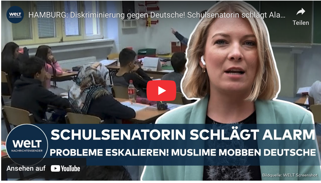 HAMBURG: Diskriminierung gegen Deutsche! Schulsenatorin schlägt Alarm! Muslime mobben Mitschüler