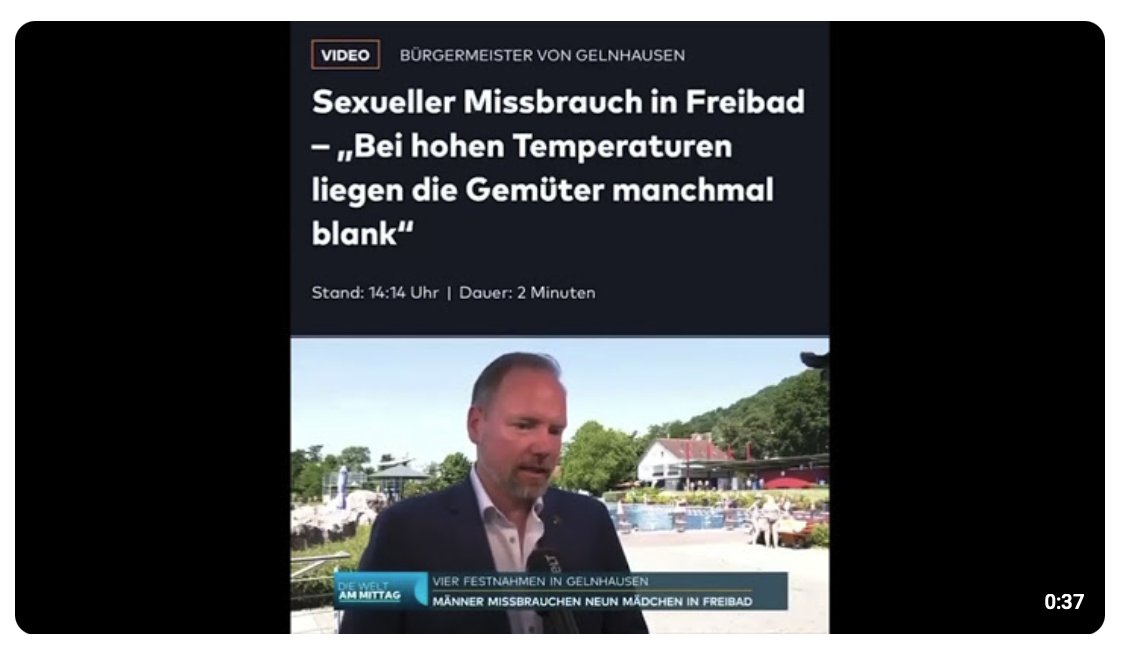CDU-Bürgermeister macht warmes Wetter für Sexübergriffe durch Syrer verantwortlich! 
