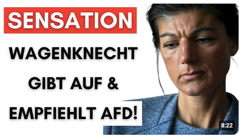 Spektakulär: Wagenknecht will nicht regieren und fordert AfD+CDU!