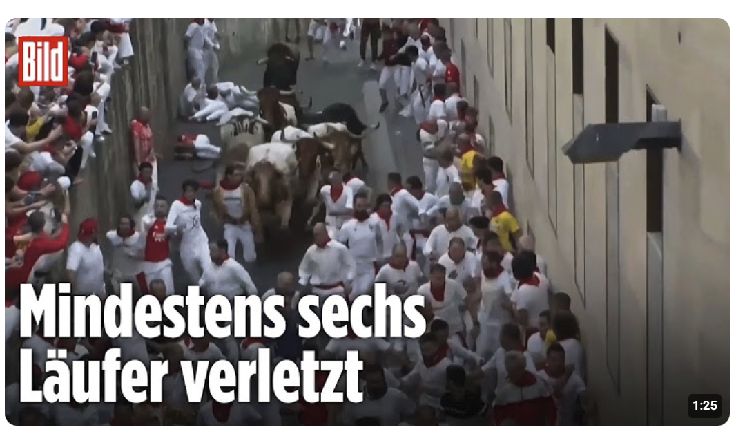 Pamplona, Spanien: Blutige Stier-Hatz fordert Verletzte