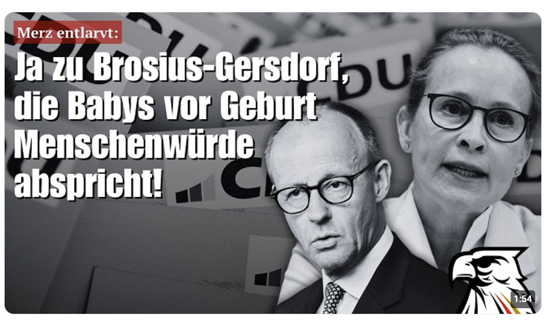Merz entlarvt: Ja zu Brosius-Gersdorf, die Babys vor Geburt Menschenwürde abspricht!
