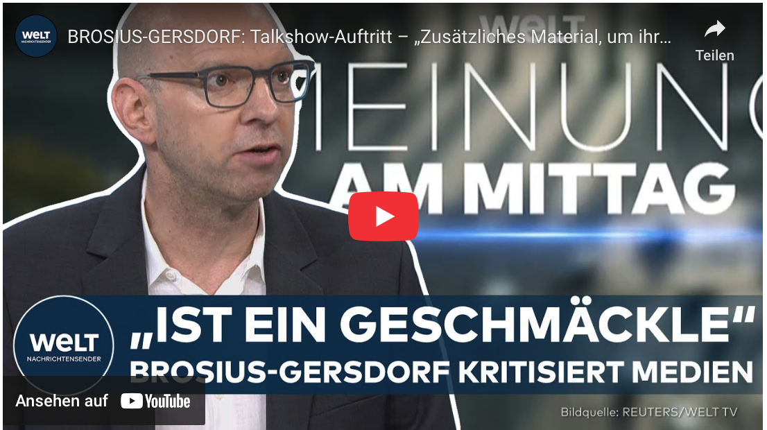 BROSIUS-GERSDORF: Talkshow-Auftritt – „Zusätzliches Material, um ihre Eignung infrage zu stellen“
