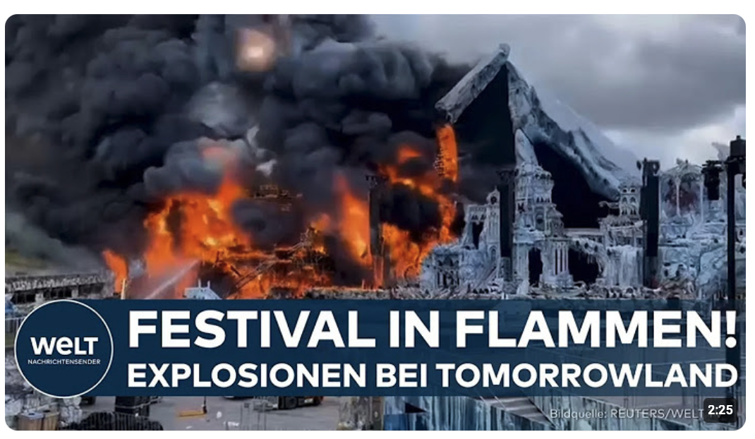 TOMORROWLAND: Feuer-Schock in Belgien! Hauptbühne des Festivals steht plötzlich in Flammen