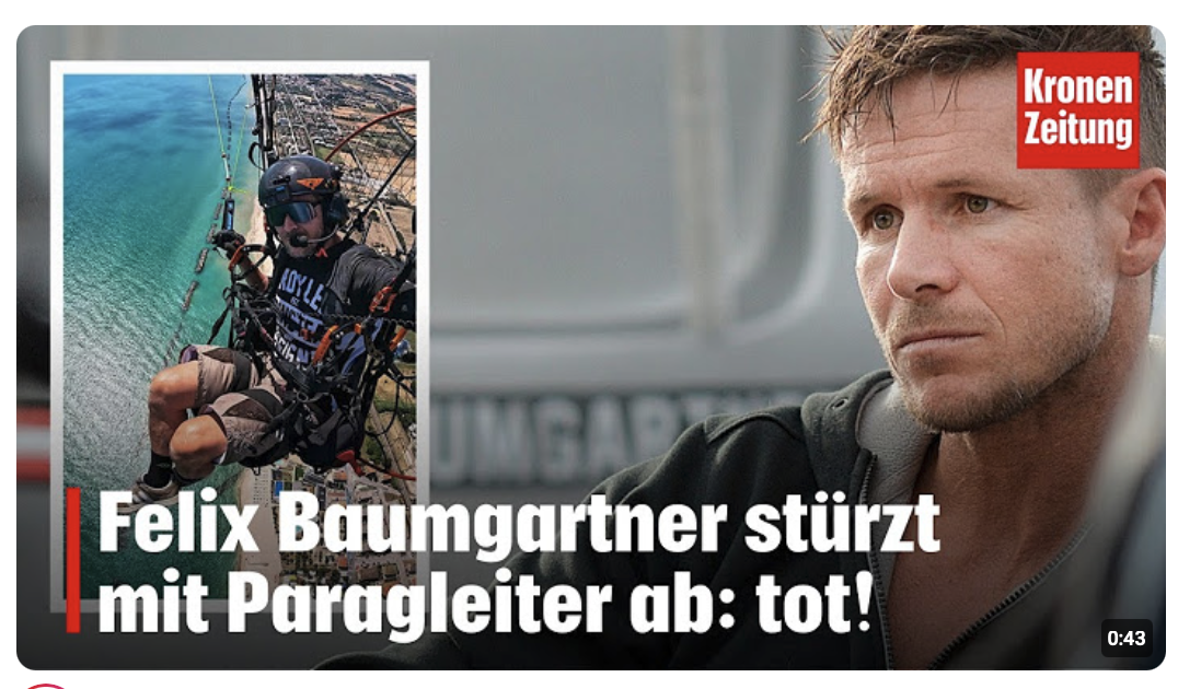 Felix Baumgartner stürzt mit Paragleiter ab: tot! krone.tv NEWS