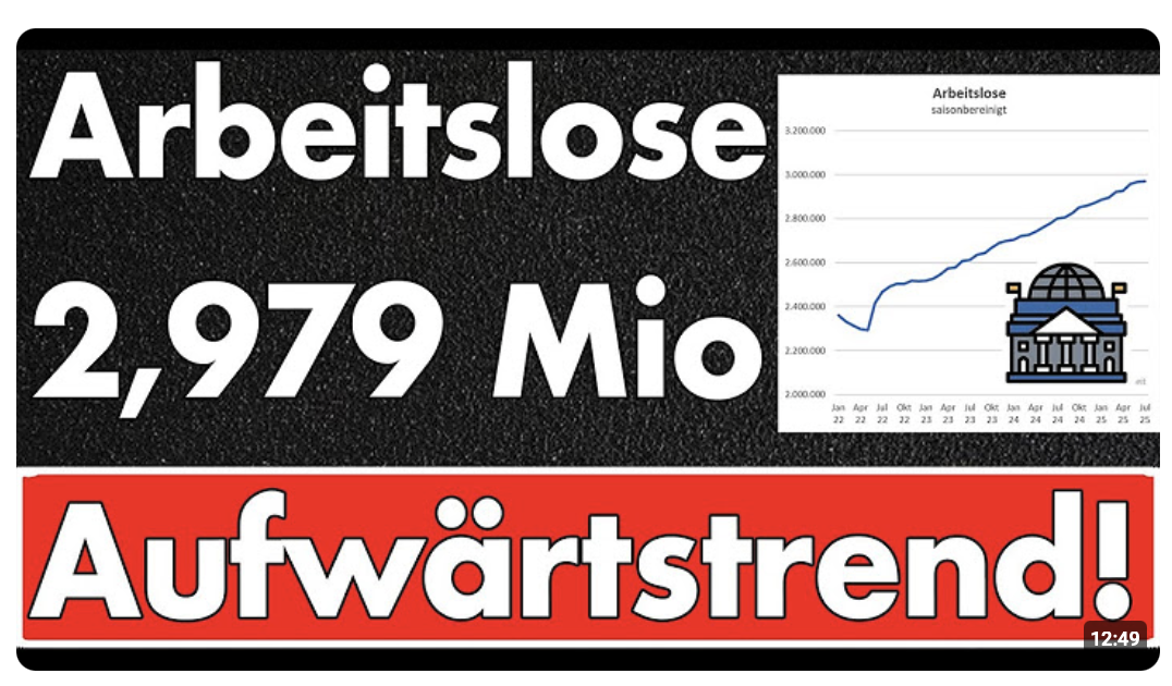 Arbeitslosenzahl nähert sich 3 Mio. – BIP 2023/2024 unter Habeck nachträglich nach unten korrigiert