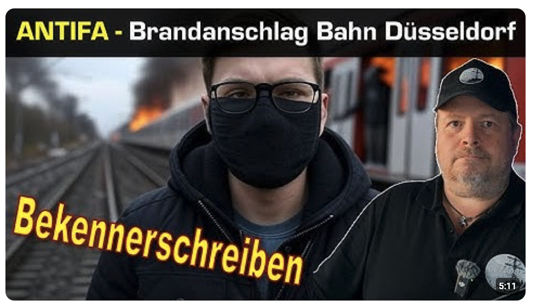 Antifa Brandanschlag auf Bahn bei Düsseldorf – Bekennerschreiben