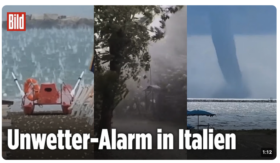 Wetterchaos in Italien: Tennisballgroßer Hagel und tobende Tornados treffen Urlaubsorte