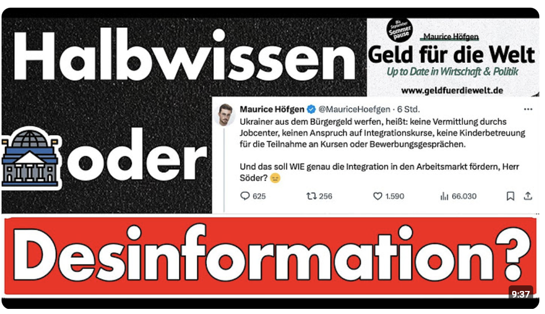 Faktencheck von ‪@Maurice_Hoefgen‬: Kinderbetreuung & Integrationskurse für Ukrainer #bürgergeld