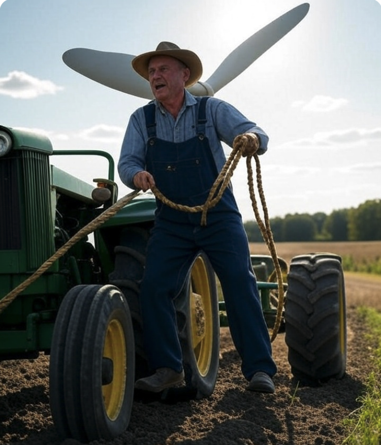 Eigeninitiative in Ostfriesland: Landwirt fällt  einen Stillgelegten Windrad-Giganten mit seinem Traktor!