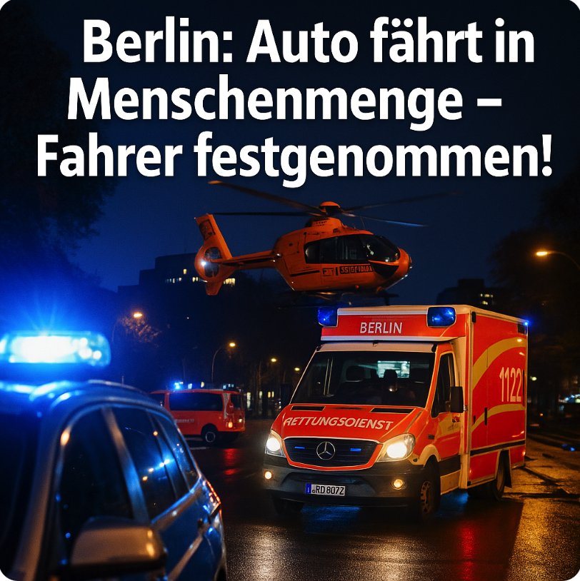 Berlin: Auto fährt in Menschenmenge – Fahrer festgenommen!+++ SCHOCK AUF OFFENER STRASSE +++ PASSANTEN SCHREIEN – MEHRERE VERLETZTE +++ ERMITTLER SPRECHEN VON „MÖGLICHEM VORSATZ“ +++