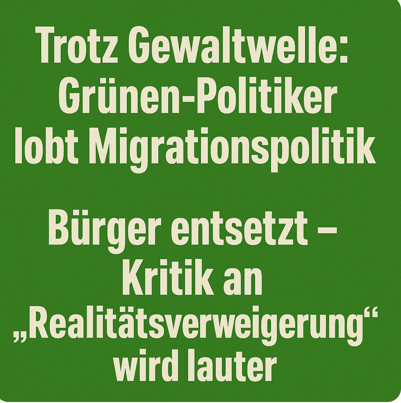 Trotz Gewaltwelle: Grünen-Politiker lobt MigrationspolitikBürger entsetzt – Kritik an „Realitätsverweigerung“ wird lauter