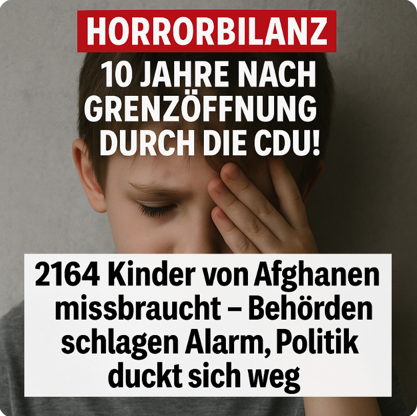 HORRORBILANZ 10 JAHRE NACH GRENZÖFFNUNG DURCH DIE CDU!2164 Kinder von Afghanen missbraucht – Behörden schlagen Alarm, Politik duckt sich weg