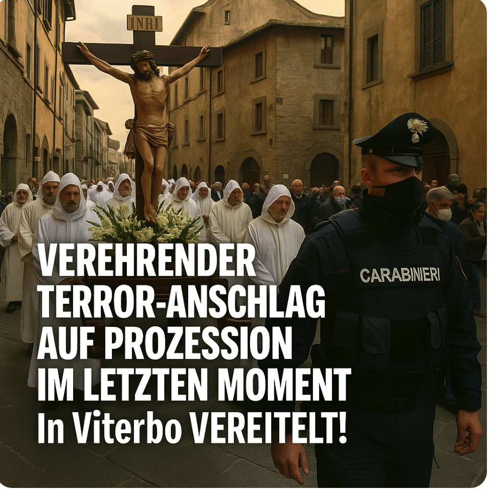VITERBO: VEREHRENDER ANSCHLAG AUF PROZESSION IM LETZTEN MOMENT VEREITELT!„Zwei Türken standen bereit, mit Maschinenpistolen zu schießen“ – Polizei verhindert Blutbad in letzter Sekunde