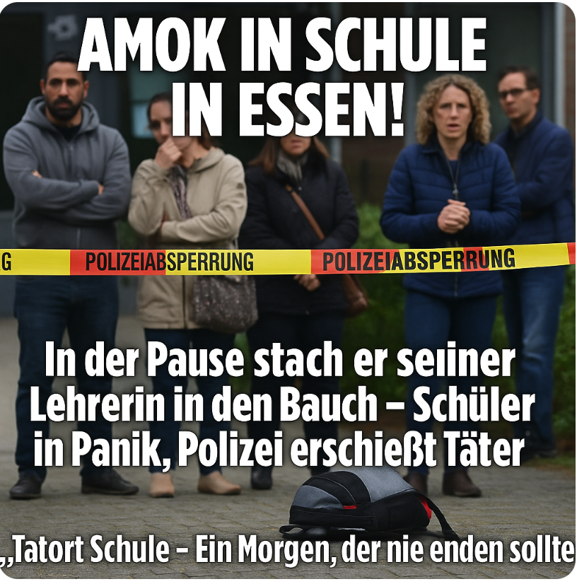 AMOK IN SCHULE IN ESSEN!In der Pause stach er seiner Lehrerin in den Bauch – Schüler in Panik, Polizei erschießt Täter!
