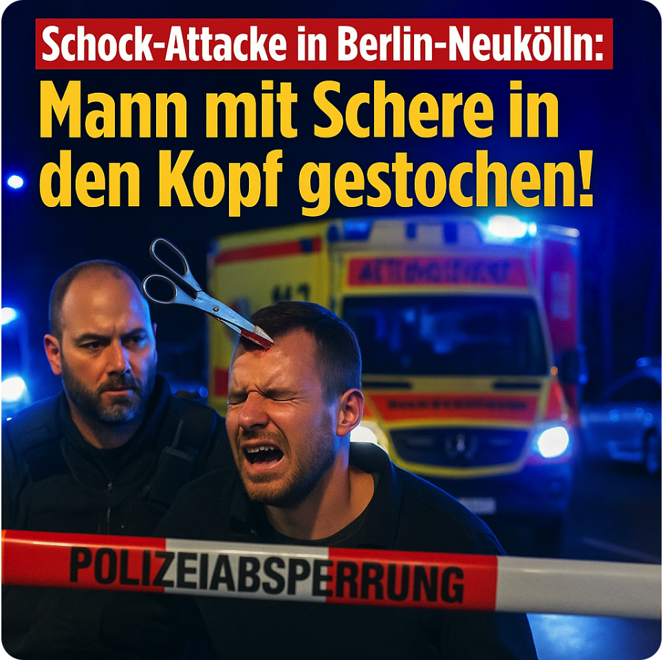 Schock-Attacke in Berlin-Neukölln: Mann mit Schere in den Kopf gestochen! Passanten finden Opfer zitternd am Straßenrand liegen – Tathergang gibt Rätsel auf!