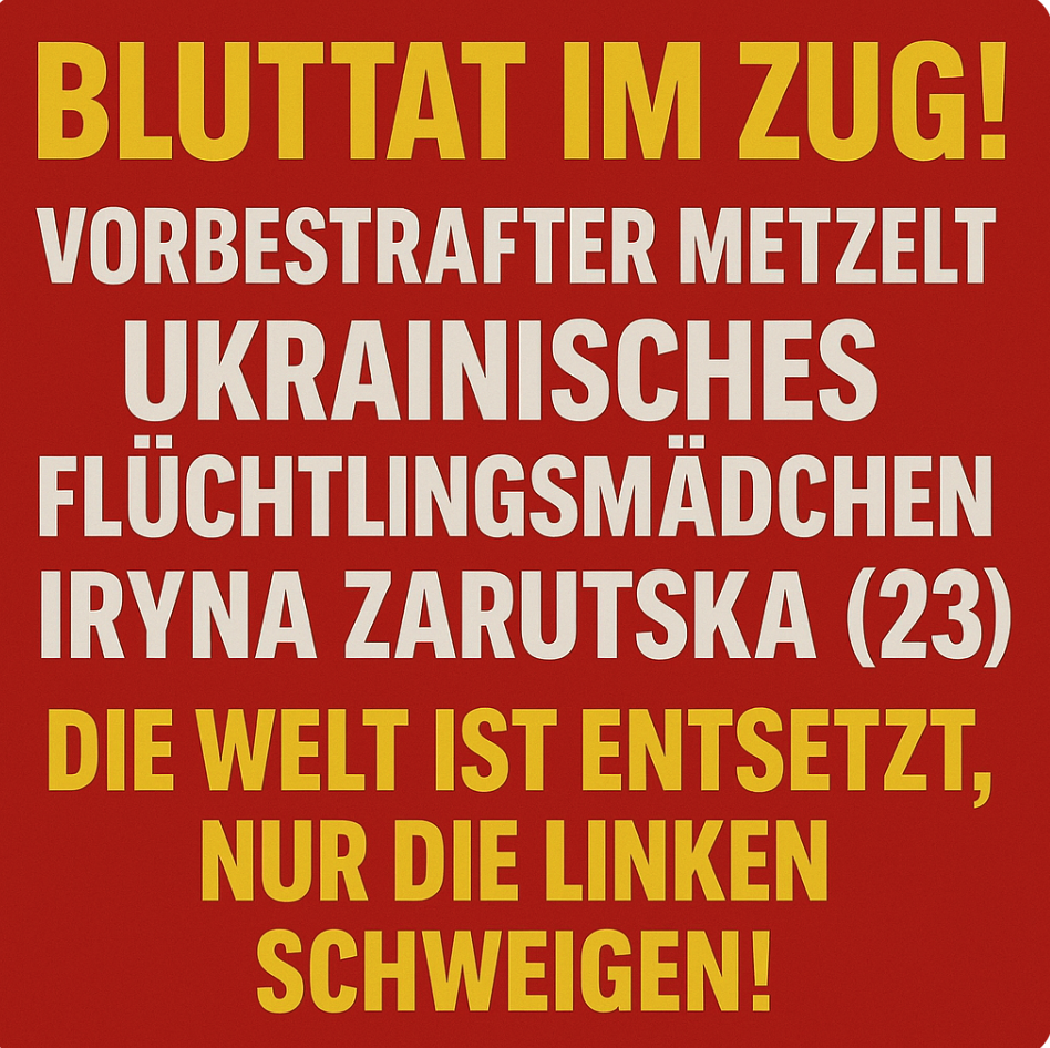 BLUTTAT IM ZUG! VORBESTRAFTER METZELT UKRAINISCHES FLÜCHTLINGSMÄDCHEN IRYNA ZARUTSKA (23) IN CHARLOTTE NIEDER – DIE WELT IST ENTSETZT, NUR DIE LINKEN SCHWEIGEN!