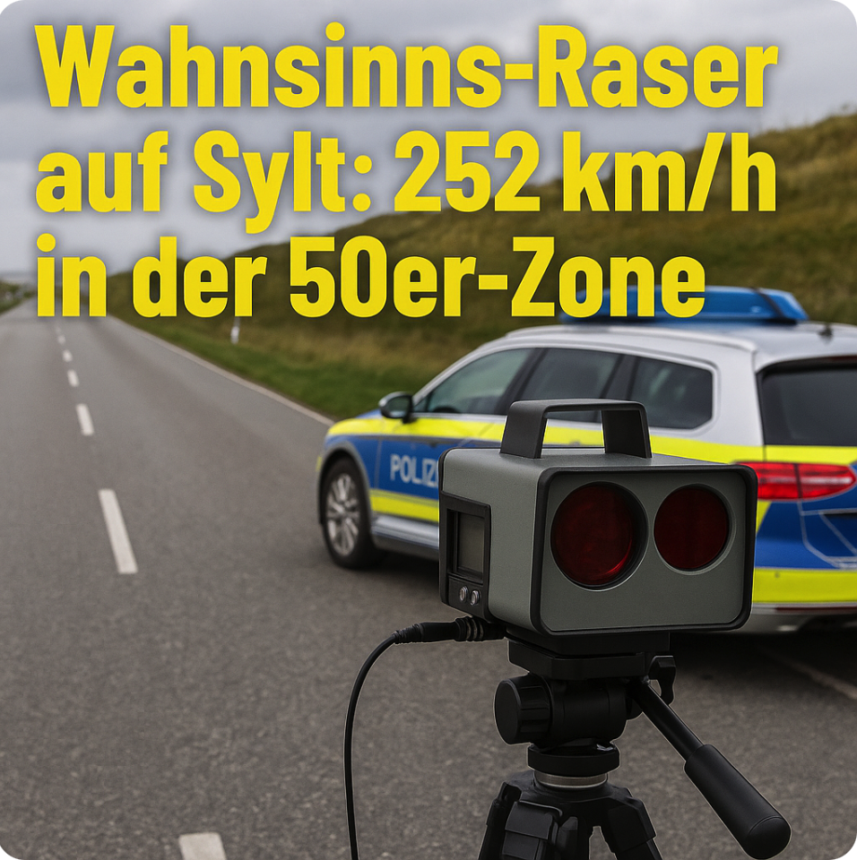 Wahnsinns-Raser auf Sylt: 252 km/h in der 50er-Zone – und er kommt ungeschoren davon! Schock-Vorfall auf Ferieninsel! Verkehrsrowdy entkommt Strafe!