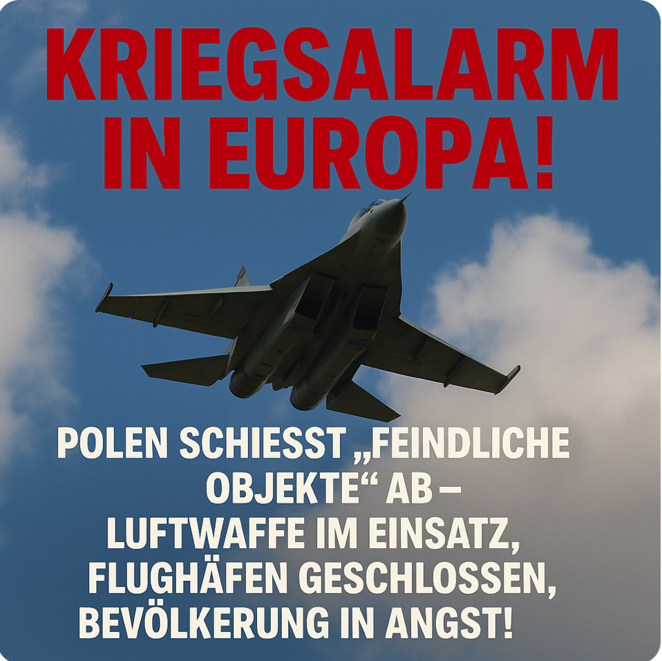 KRIEGSALARM IN EUROPA! POLEN SCHIESST „FEINDLICHE OBJEKTE“ AB – LUFTWAFFE IM EINSATZ, FLUGHÄFEN GESCHLOSSEN, BEVÖLKERUNG IN ANGST!