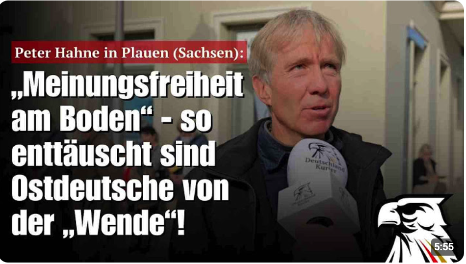Peter Hahne in Plauen: „Meinungsfreiheit am Boden“ —so enttäuscht sind Ostdeutsche von der „Wende“!